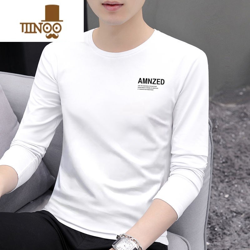 YANXU高品质长袖T恤男秋季2022新款打底衫男士内搭冰丝圆领上衣服高清大图