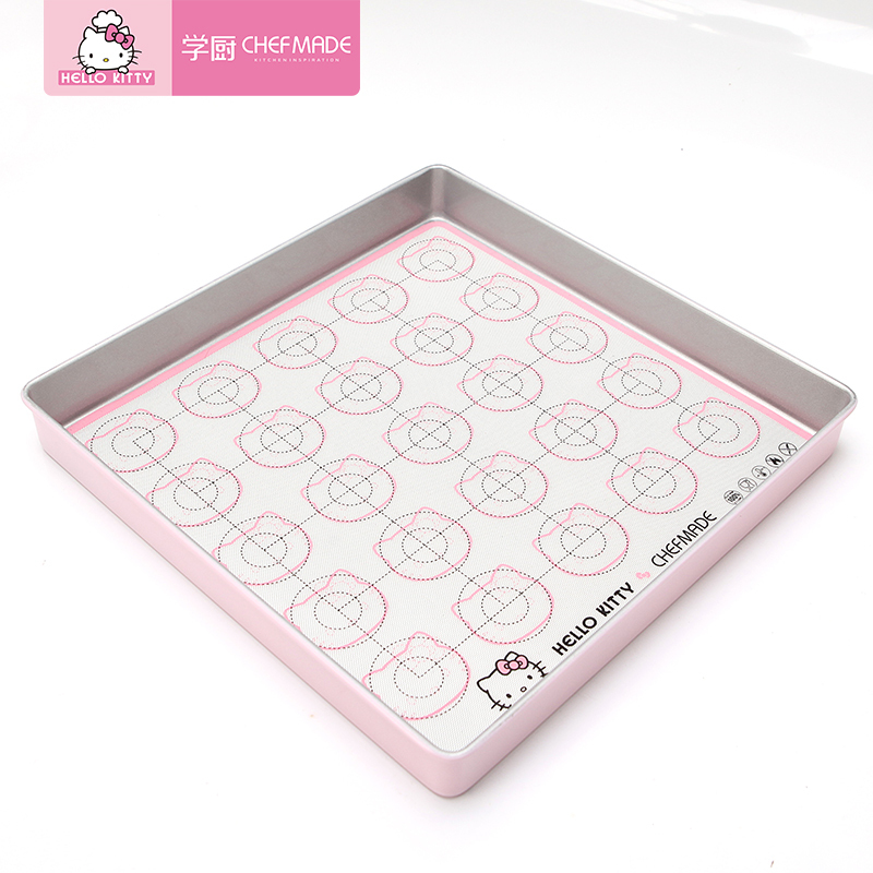 学厨 27*27cm马卡龙硅胶垫 HELLO KITTY 烘焙工具 防滑案板硅胶面板擀面垫 揉面垫 和面垫 KT7053