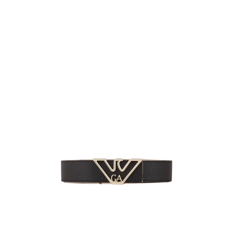 阿玛尼(EMPORIO ARMANI)女士黑色徽标腰带可调节设计时尚百搭牛剖
