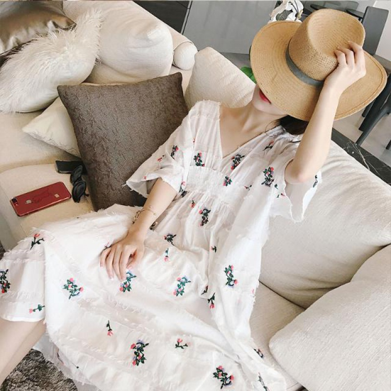 孕妇装夏装连衣裙2020新款孕妇裙中长款短袖两件套宽松裙子夏串得起