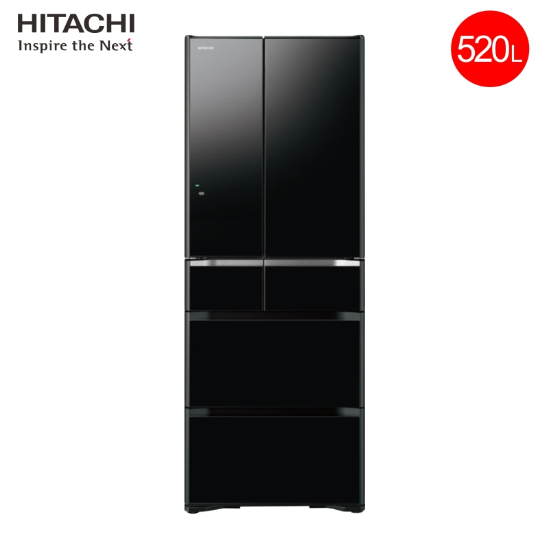 日立(HITACHI)520升多门风冷变频冰箱真空休眠快速制冰铂金触媒 R-HW540JC(水晶黑) 日本原装进口