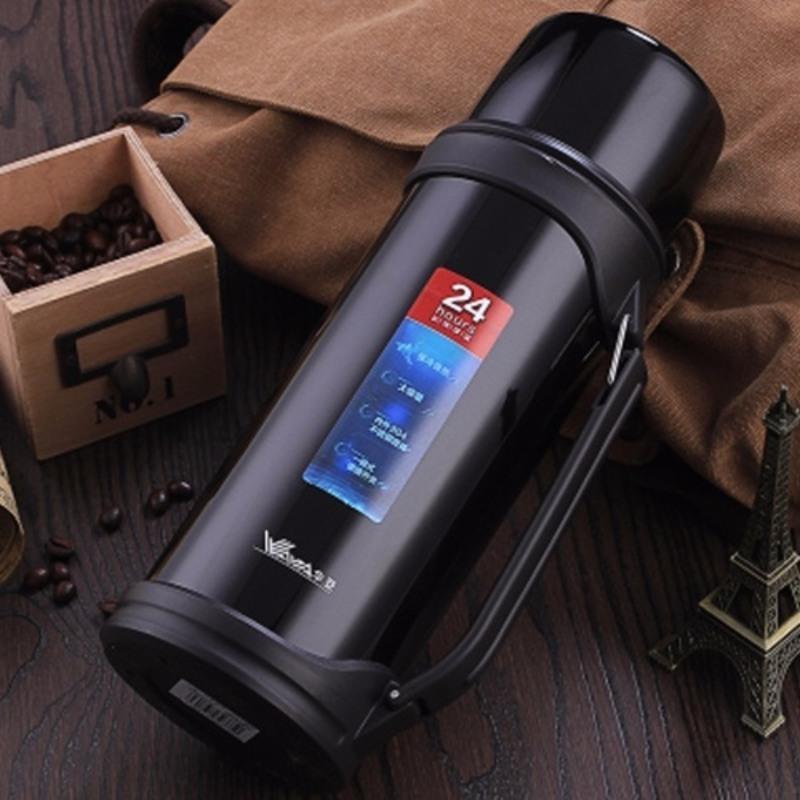 黑色1200ml华亚大容量保温杯户外旅行水壶便携不锈钢热水瓶暖壶大号