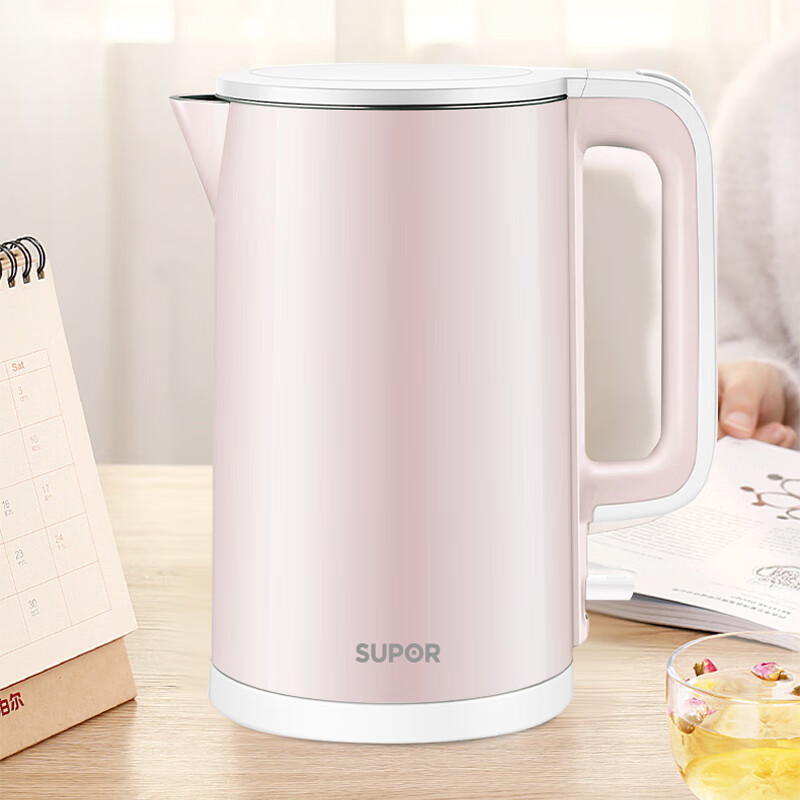 苏泊尔(SUPOR)电热水壶家用烧水壶不锈钢内胆 双层防烫电水壶 商场同款1.5L大容量SW-15S02A