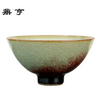 鼎亨 景德镇手工主人杯 钧红汝窑开片窑变品茗杯陶瓷斗笠杯茶盏