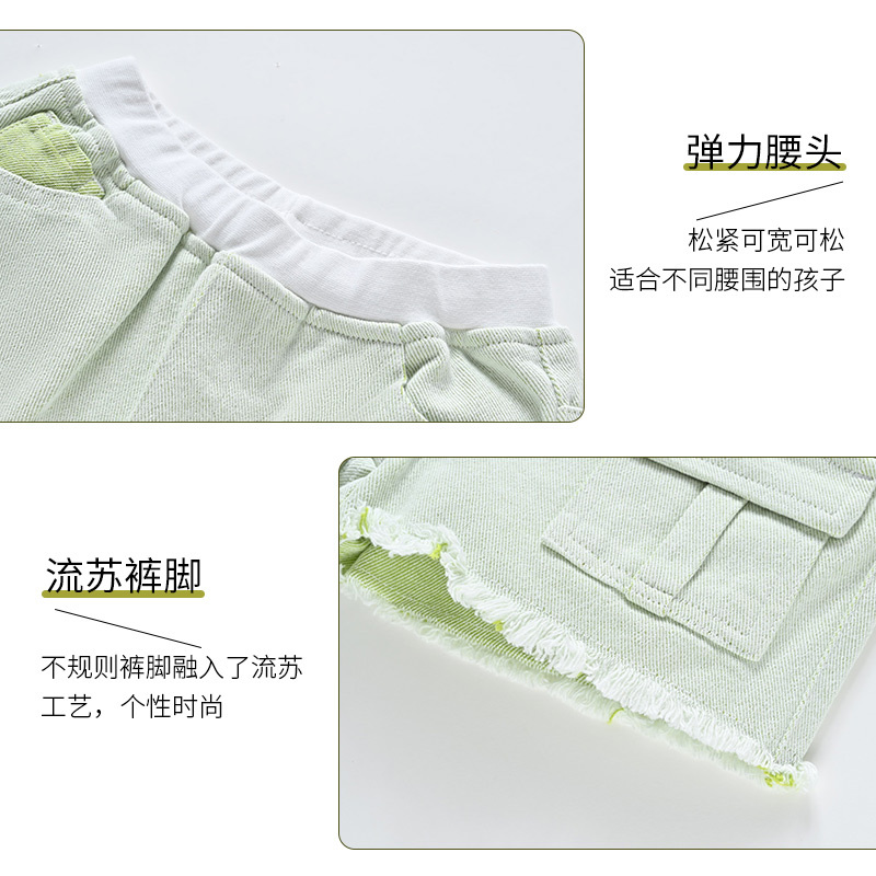 [8折价:28.8元]铅笔俱乐部童装女童短裤夏装新款儿童流苏裤子中大童五分裤