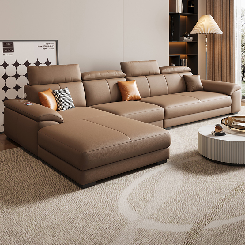 欧梵森意式轻奢极简真皮沙发客厅大小户型简约现代头层生态皮艺贵妃