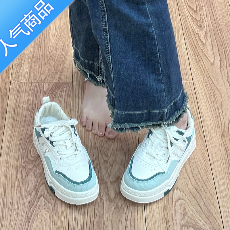 SUNTEK小香风小白鞋女2023年新款春秋厚底百搭鞋子帆布鞋老爹运动鞋高清大图