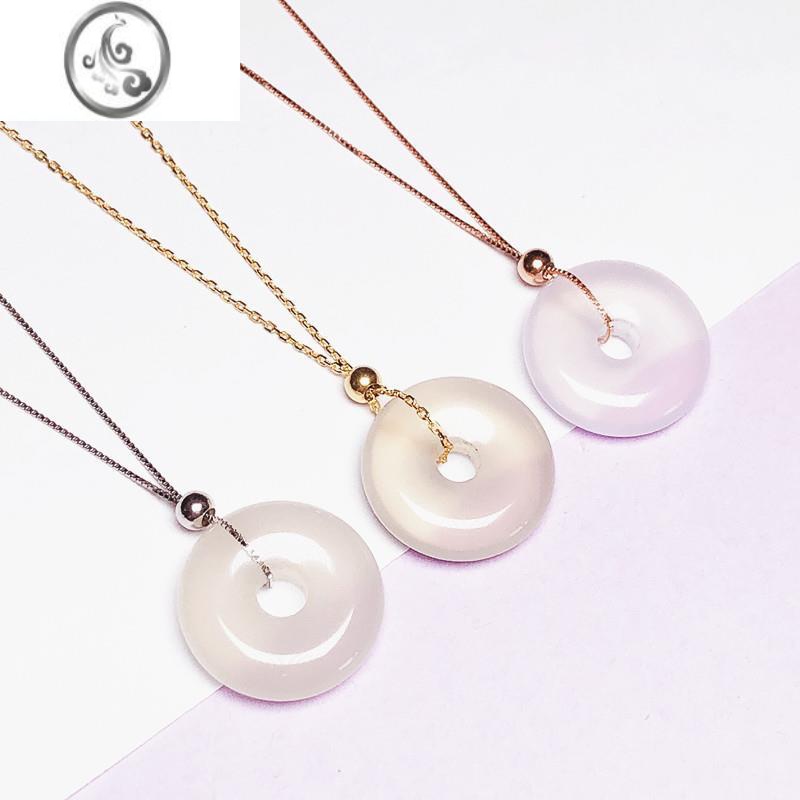 JiMi925项链定位针式链加长盒子十字链穿平安石圆珠可调节锁骨 白金色o字45厘米+4mm珠