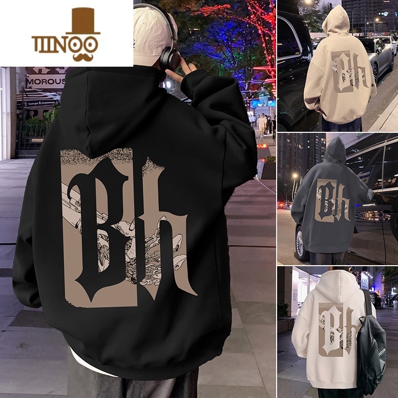 YANXU连帽卫衣男潮牌ins美式复古帽衫套头宽松情侣帽宽牌帽高清大图