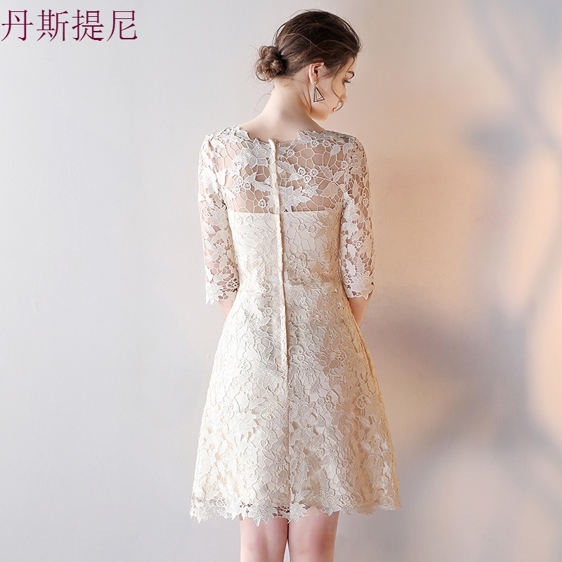 伴娘服姐妹裙2018新款夏季香槟色短款显瘦毕业小礼服宴会晚礼服女