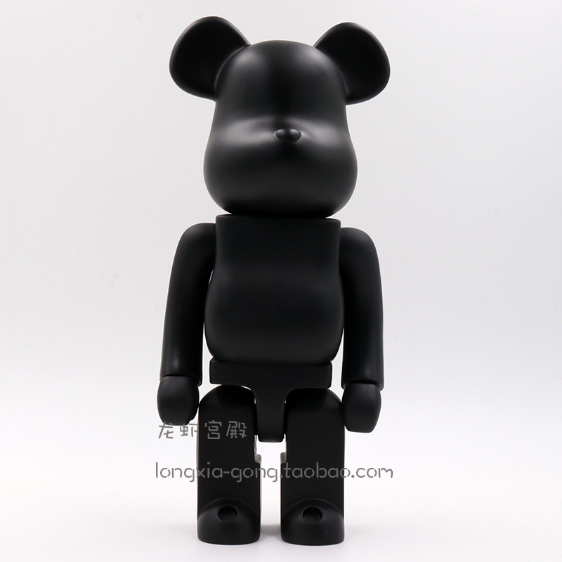 积木熊手办模型bearbrick暴力熊白模diy素材上色手办玩具摆件 黑色 高