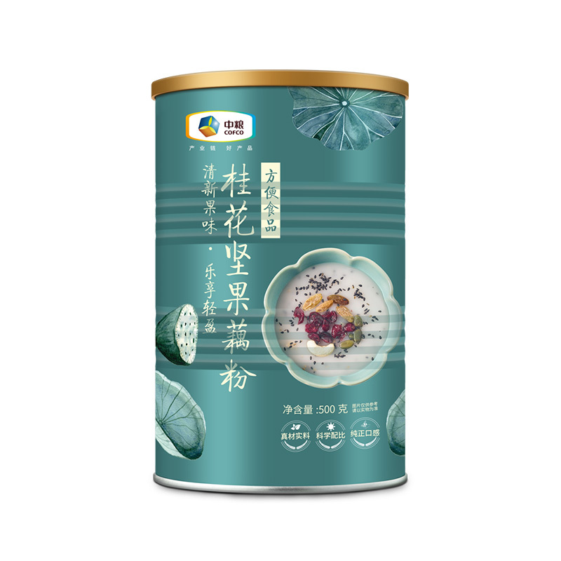 中粮可益康桂花藕粉500g/罐藕粉坚果羹早餐食品即食营养饱腹胃代餐莲藕粉特产纯罐装
