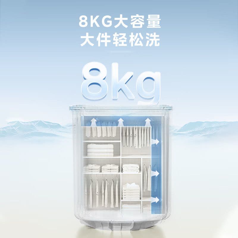 [官方旗舰店]美的半自动双桶洗衣机 8公斤洗+5.5脱水双缸波轮老人简易操作品质电机小巧不占地二级能效MP8DS136图片