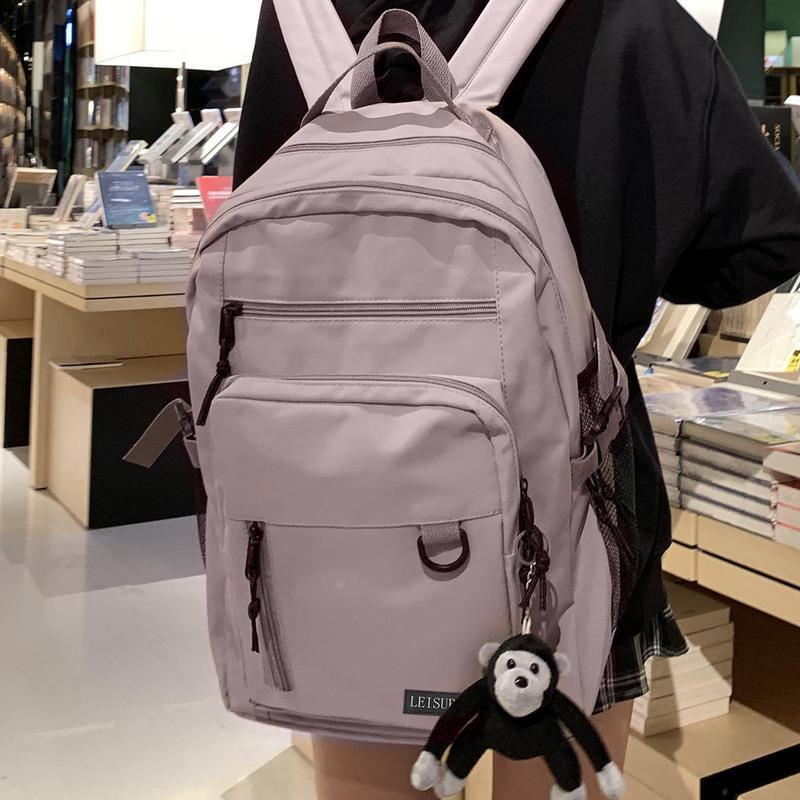 紫色 中学生书包女韩版大容量初高中大学生双肩包原宿森系情侣港风背包