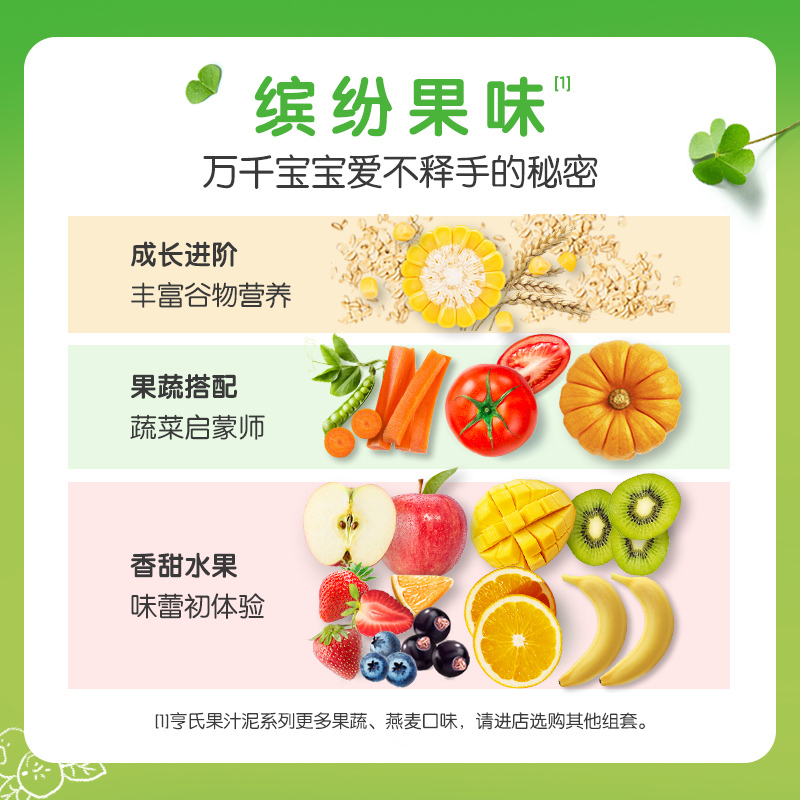 亨氏水果泥婴儿幼儿宝宝营养辅食苹果果汁泥吸吸袋120g*21多口味随机