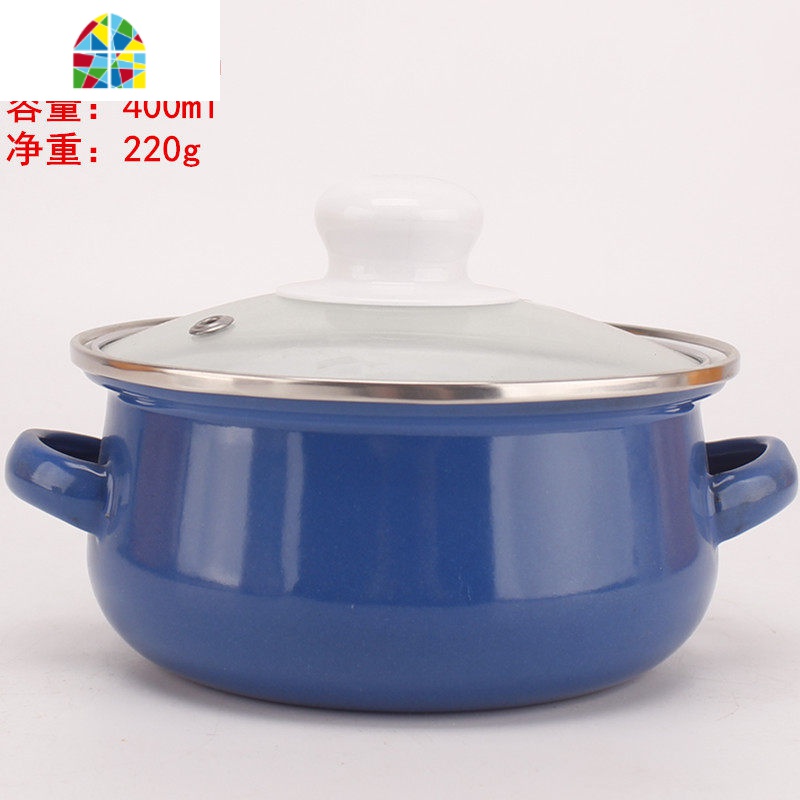 搪瓷锅搪瓷迷你汤锅 沙拉碗零食碗宝宝辅食碗冰碗保鲜碗 FENGHOU 12cm蓝色厚实款高清大图