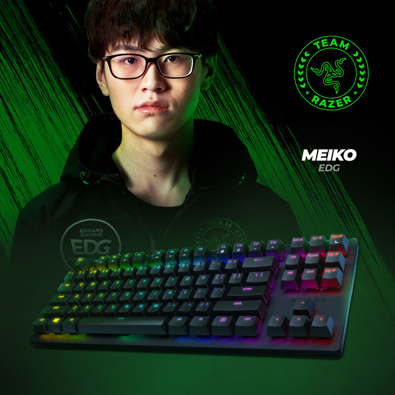 雷蛇 Razer 猎魂光蛛竞技版 线性光轴 机械键盘 有线键盘 游戏键盘 87键 RGB幻彩 电竞