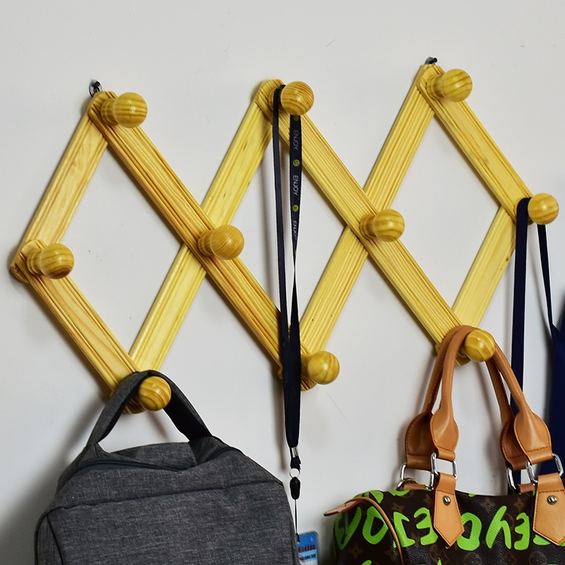 木质挂钩壁挂大号墙壁上伸缩挂衣架挂包钩门后挂钩实木折叠衣帽架大号