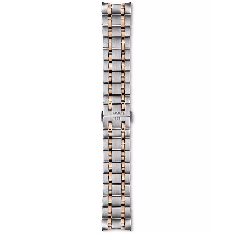 天梭(TISSOT)瑞士自动机械表男表42mm两地时两-tone不锈钢表带防水50米