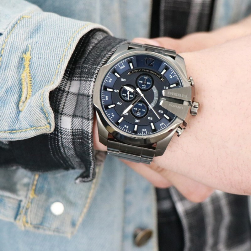 迪赛diesel手表男士大表盘稀有配色炫酷男表沉稳蓝盘