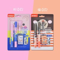 晨光HAFP0488换墨囊钢笔直液式特细中细两只钢笔组合套装+3支墨囊