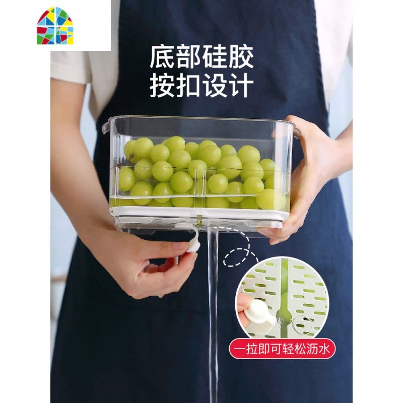 冰箱冷冻收纳盒果蔬保鲜盒可沥水带盖透明家用食品储物盒 FENGHOU图片