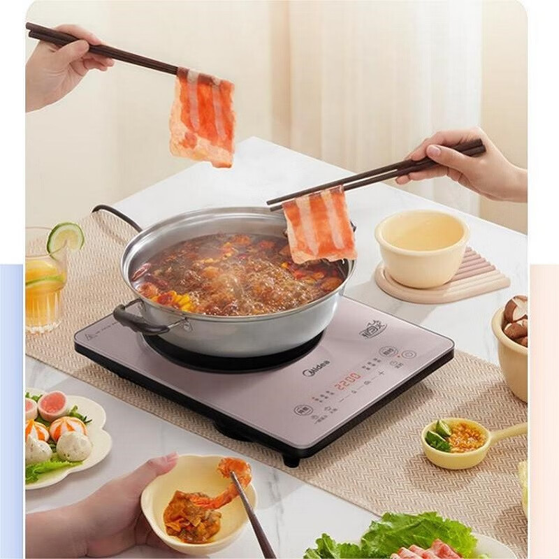 美的(Midea)MC-22MB02 电磁炉恒匀火3D悬浮大火力耐刮九档火锅炒菜烧水烧汤定时活力红高清大图