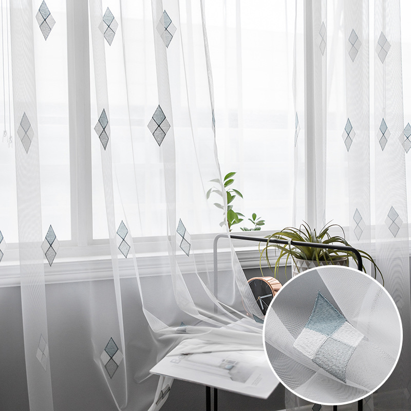 幸福派 窗帘纱帘白纱窗帘透光不透人窗纱白色布料阳台半遮光帘子沙飘窗北欧简约客厅卧室落地窗纱白色纱帘高清大图