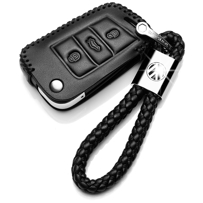 【补贴10%】2019款大众朗逸plus专用钥匙包真皮车钥匙套18新款钥匙保护套壳扣汽车钥匙包 B款黑色+绳18-19款朗逸Plus（插钥匙启动半包）