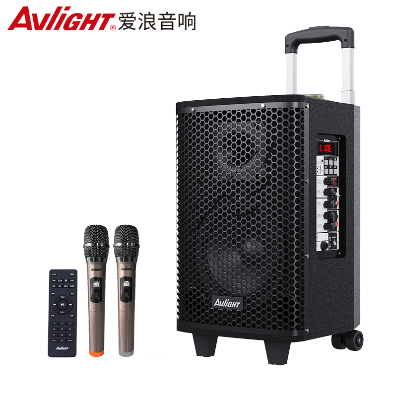 爱浪(AvliGHT)TA-12户外广场舞音响大音量唱歌移动拉杆音箱家用k歌专业演出带无线话筒跳舞重低音大功率