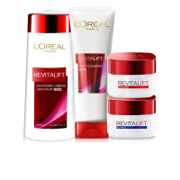 【保税现发】欧莱雅(L'OREAL)女士面部护肤套装 保湿补水 化妆品 复颜抗皱4件套(洗面奶+爽肤水+日霜+晚霜)