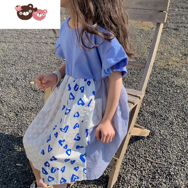绿彩虹光女童连衣裙高级感2022新款洋气时髦儿童韩版裙子小清新宝宝夏装