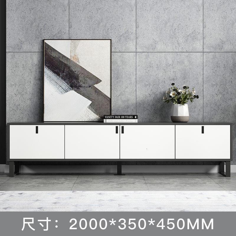 森美人轻奢电视柜茶几组合套装北欧风简约后现代超薄窄实木卧室电视机柜 A款200cm铁灰色电视柜(白色面)组装