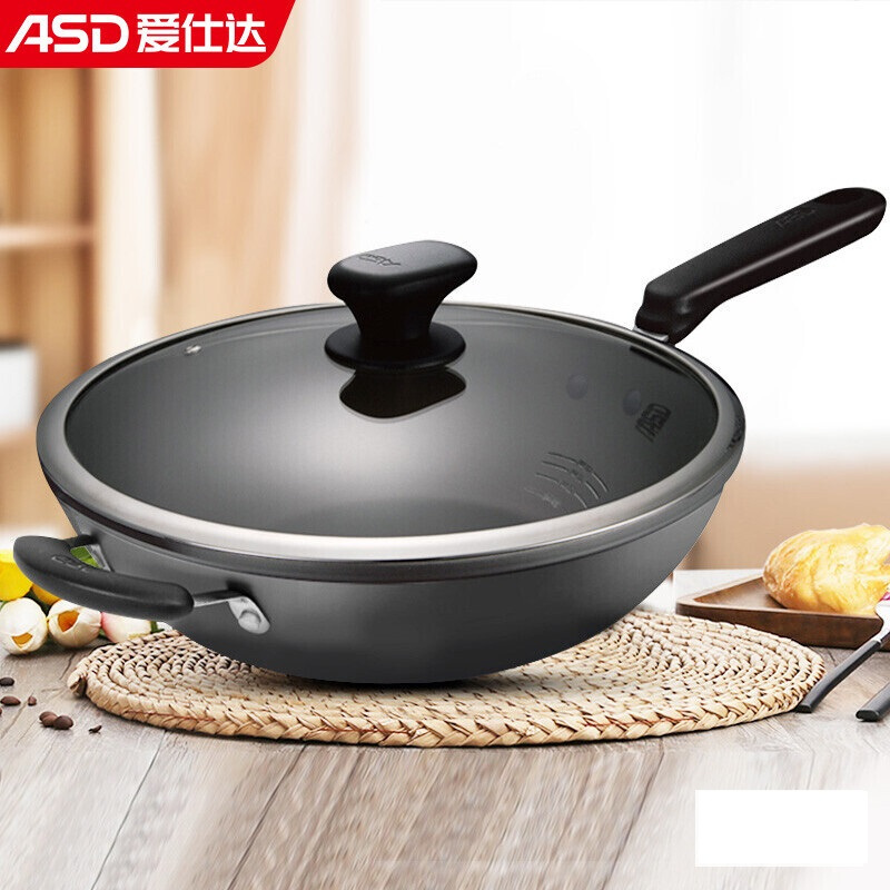 爱仕达asd不粘炒锅燃气电磁炉通用炒菜锅不沾锅少油烟32cmcl34v5q