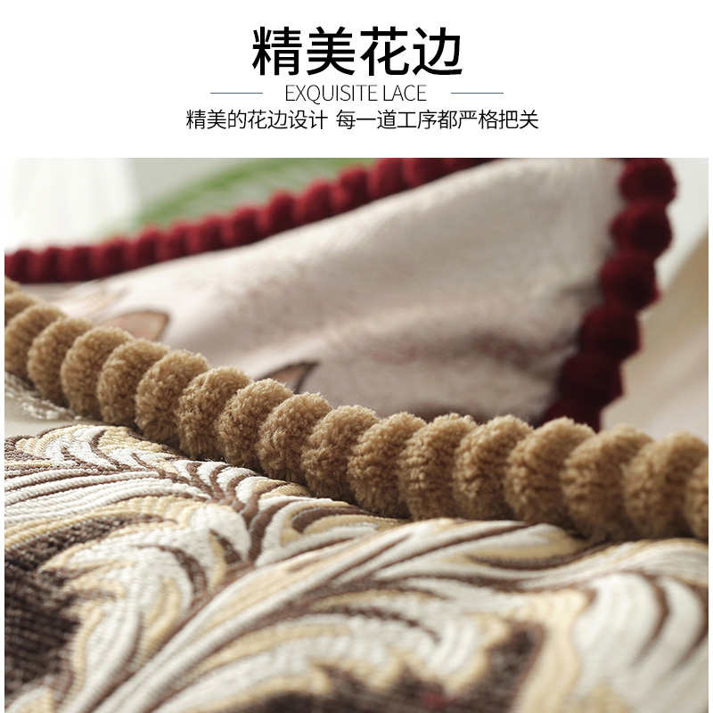 美帮汇欧式提花工艺沙发靠枕客厅飘窗家用抱枕绸缎面料腰枕含芯高清大图
