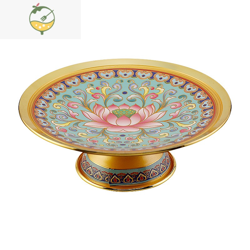 yicheng珐琅彩莲花供盘 佛具用品佛堂供 果篓