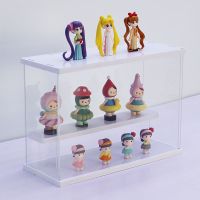 手办模型盲盒分层收纳盒泡泡玛茉莉娃娃透明展示架防尘整理盒