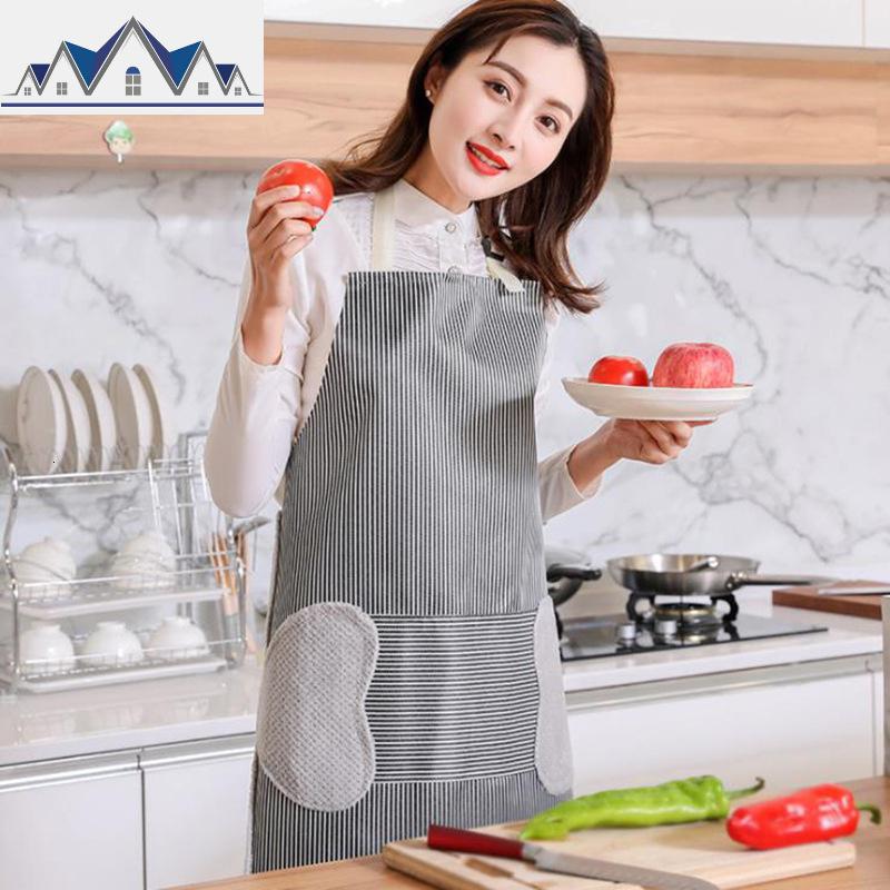 家用可擦手围裙厨房防水防油大人男女时尚做饭罩衣围腰可爱日系_1_49_521高清大图