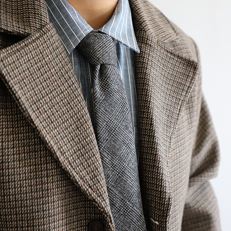 盛世尼曼复古老牌绅士雅痞毛混纺正装商务8cm职业领带男格纹色礼盒装