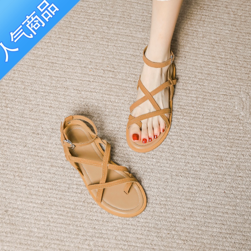 SUNTEK平底波西米亚泰国旅游凉鞋2023年新款女配裙子百搭软底复古罗马3高清大图