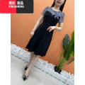 YIBUSHENG2024季新品妈妈装时尚拼接雪纺连衣裙中年女装气质显瘦裙子遮肉 52-紫黑 L建议100-115斤