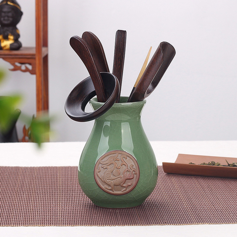 美帮汇功夫茶具配件茶道六君子汝窑陶瓷黑檀木鸡翅木实针茶夹高清大图