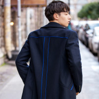 GXG男装 冬季男士韩版时尚气质潮流休闲中长款羊大衣男