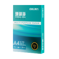 得力 7361 珊瑚海 A4 70g 双面打印纸 复印纸 500张/包 5包1箱(整箱2500张)白色