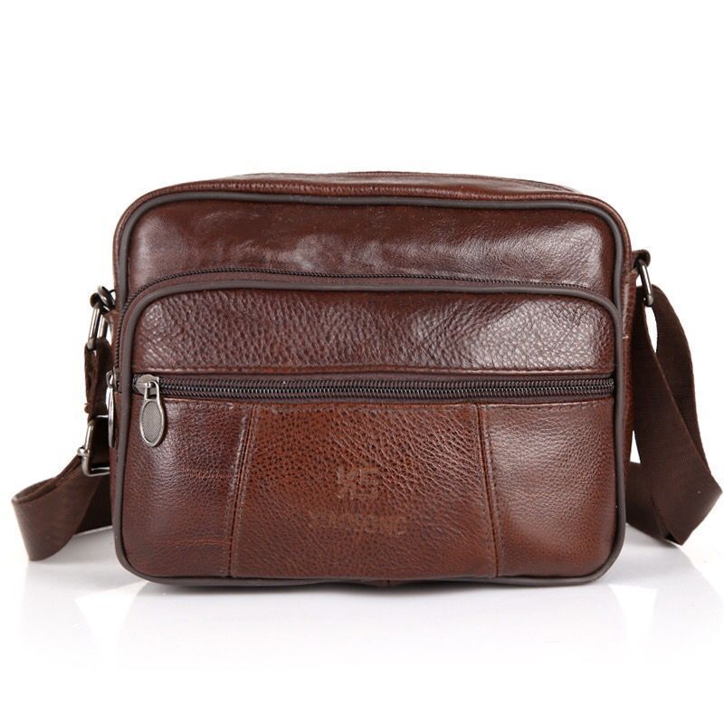 派尼美特单肩包男真皮牛皮包斜挎包公文包商务休闲男包竖款男士包包小