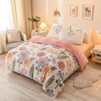 南极人雪花绒四件套秋冬保暖加厚高克重法兰绒床品1.8米床绒套件