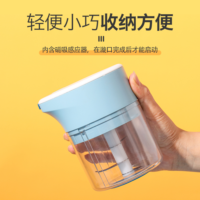 无线迷你电动压蒜器厨房捣蒜泥神器多功能辅食绞肉机家用拉蒜器(白色+搅拌器)