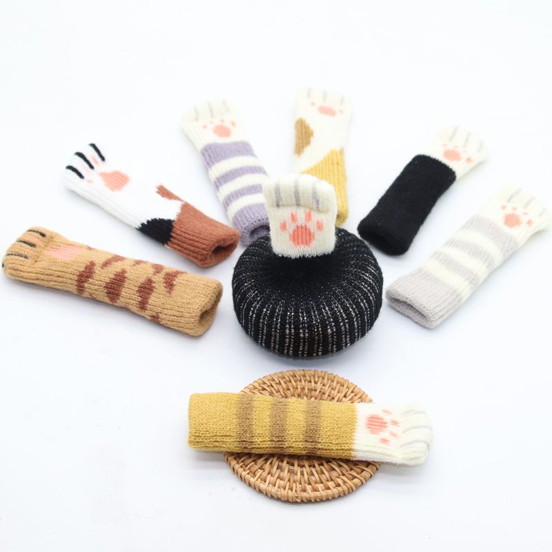 猫爪黄色花纹桌椅脚套4个装加点乐猫爪椅子脚套耐磨桌椅脚套家具静音