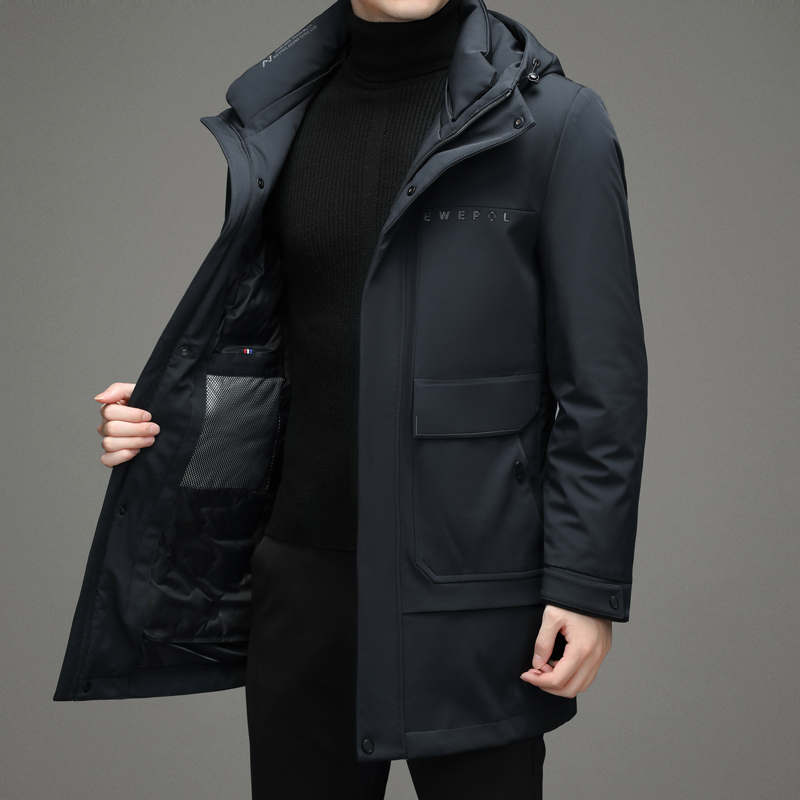 恒源祥领子可拆内胆中长款羽绒服男加厚2021冬季新款保暖休闲大码羽绒