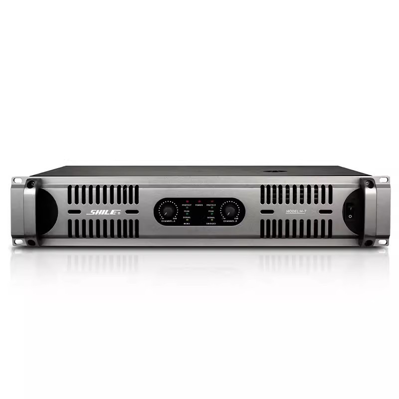 狮乐(SHILE)H-7专业纯后级功放 大功率650W*2定阻功放 舞台演出 会议报告厅功率放大器